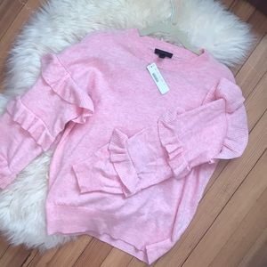 NWT J. Crew Ruffle Sleeve Pink Sweater